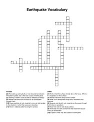 Earthquake Vocabulary crossword puzzle