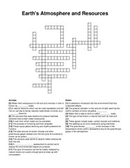 Earths Atmosphere and Resources crossword puzzle