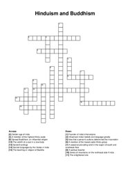 Hinduism and Buddhism crossword puzzle