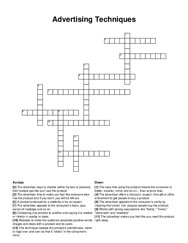 Advertising Techniques crossword puzzle