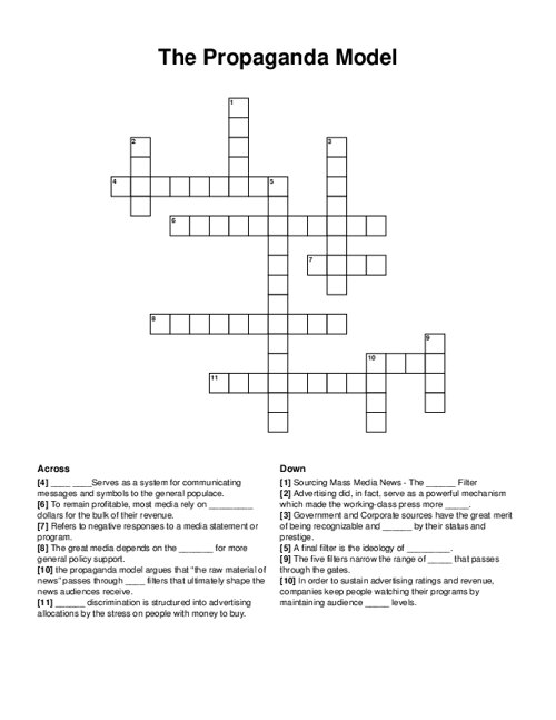 The Propaganda Model Crossword Puzzle
