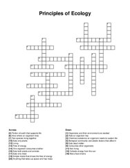Principles of Ecology crossword puzzle
