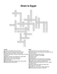 Down to Egypt crossword puzzle