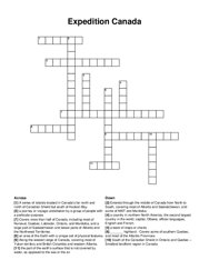 Expedition Canada crossword puzzle