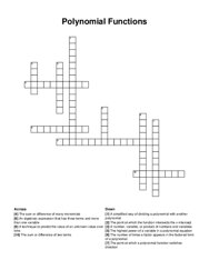 Polynomial Functions crossword puzzle