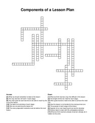 Components of a Lesson Plan crossword puzzle