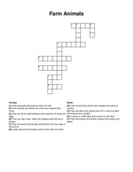 Farm Animals crossword puzzle
