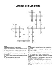 Latitude and Longitude crossword puzzle