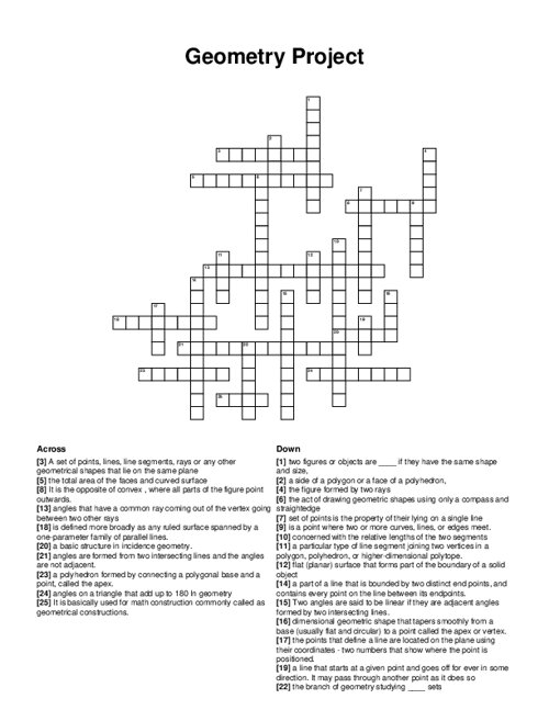 Geometry Project Crossword Puzzle