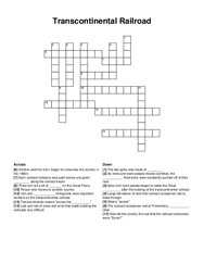 Transcontinental Railroad crossword puzzle