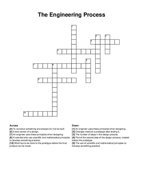 The Engineering Process Crossword Puzzle