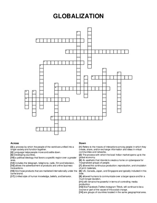 GLOBALIZATION Crossword Puzzle