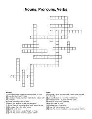 Nouns, Pronouns, Verbs crossword puzzle