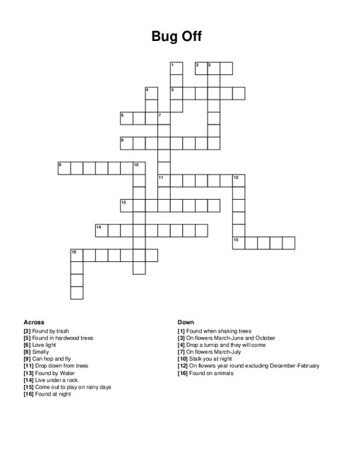 Bug Off Crossword Puzzle