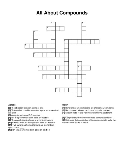 All About Compounds Crossword Puzzle