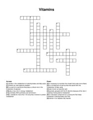 Vitamins crossword puzzle