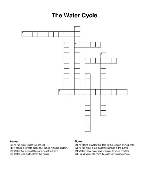 The Water Cycle Crossword Puzzle