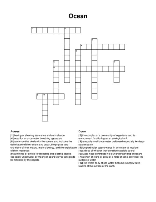 Ocean Crossword Puzzle