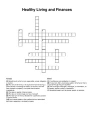 Healthy Living and Finances crossword puzzle
