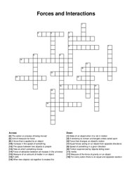 Forces and Interactions crossword puzzle