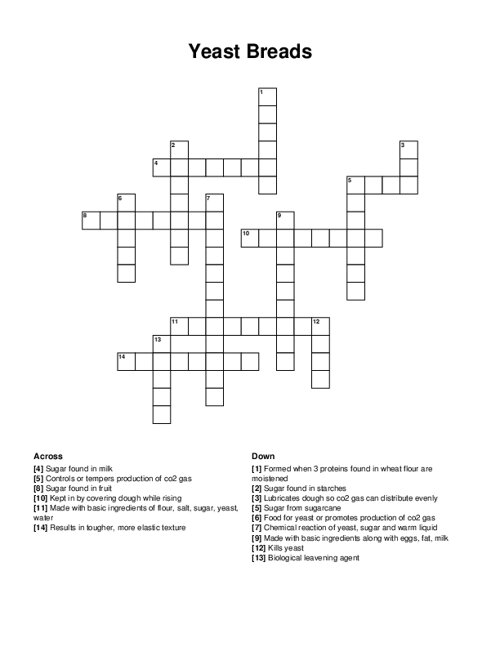 Yeast Breads Crossword