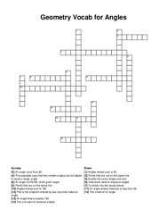 Geometry Vocab for Angles crossword puzzle