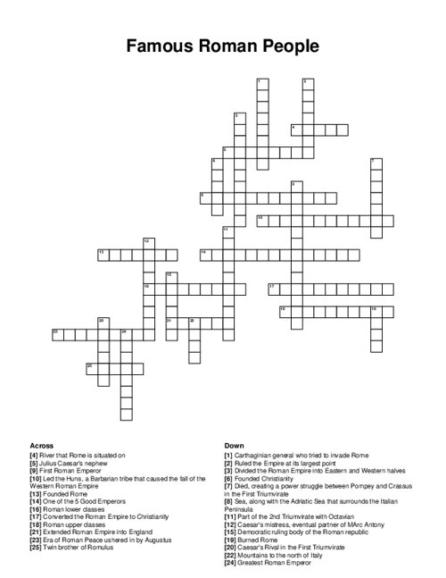 Famous Roman People Crossword Puzzle
