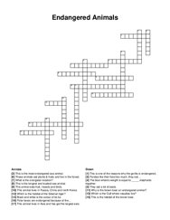 Endangered Animals crossword puzzle