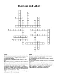 Business and Labor crossword puzzle