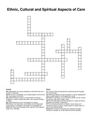 Ethnic, Cultural and Spiritual Aspects of Care crossword puzzle