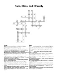 Race, Class, and Ethnicity crossword puzzle