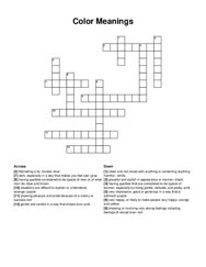 Color Meanings crossword puzzle