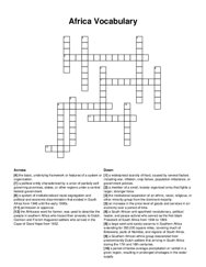 Africa Vocabulary crossword puzzle