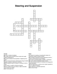 Steering and Suspension crossword puzzle