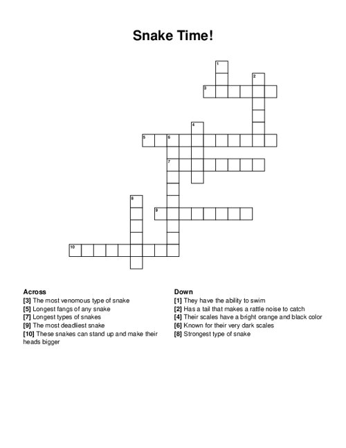 Snake Time! Crossword Puzzle