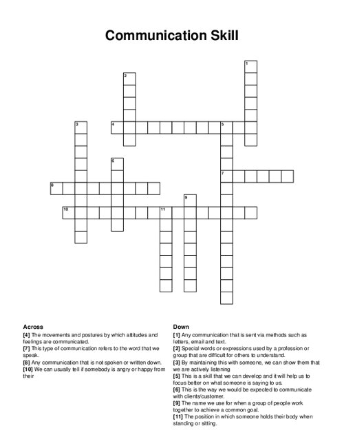 Communication Skill Crossword Puzzle
