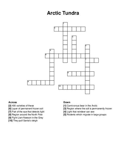 Arctic Tundra Crossword Puzzle