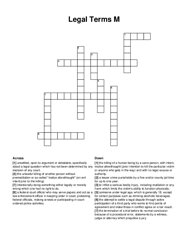 Legal Terms M crossword puzzle