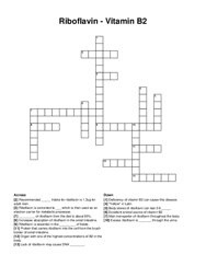 Riboflavin - Vitamin B2 crossword puzzle