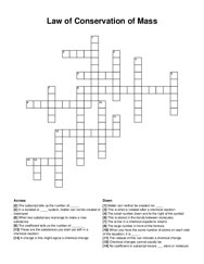 Law of Conservation of Mass crossword puzzle