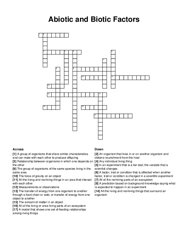 Abiotic and Biotic Factors crossword puzzle