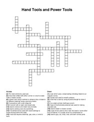 Hand Tools and Power Tools crossword puzzle
