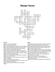 Recipe Terms crossword puzzle