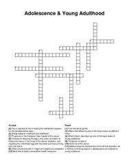 Adolescence & Young Adulthood crossword puzzle