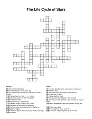 The Life Cycle of Stars crossword puzzle