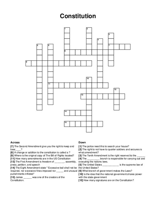 Constitution Crossword Puzzle