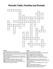 Periodic Table: Families and Periods crossword puzzle
