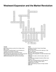 Westward Expansion and the Market Revolution crossword puzzle