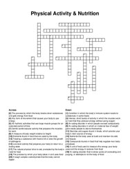 Physical Activity & Nutrition crossword puzzle