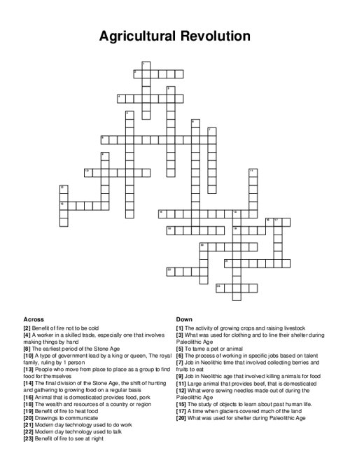 Agricultural Revolution Crossword Puzzle